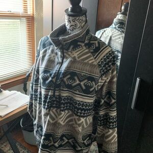 Eddie Bauer Gray and Black Patterned Half-Zip Sweater